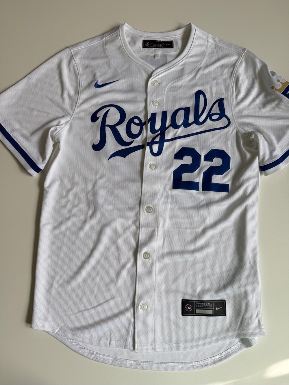 Nike Kansas City Royals Men’s White & Blue Team Small Jersey- Jensen #22